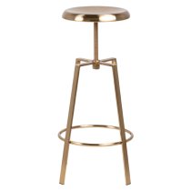 Goliad Metal Bar Stool Round In Brushed Gold