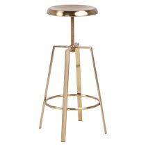 Goliad Metal Bar Stool Round In Brushed Gold