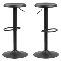 Faille Matt Black Metal Bar Stools In Pair