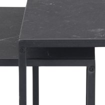 Ibiza Wooden Nest Of 2 Tables In Black Marble Effect