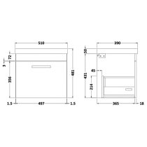 Athenia 50cm 1 Drawer Wall Vanity With Basin 3 In Gloss White