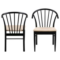 Cassan Matt Black Wooden Dining Chairs In Pair