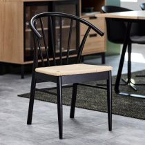 Cassan Matt Black Wooden Dining Chairs In Pair