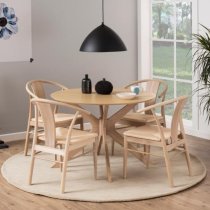 Durant Wooden Dining Table Round In Matt White Oak