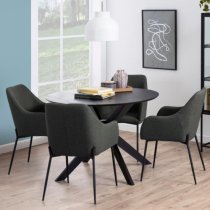 Durant Wooden Dining Table Round In Matt Black