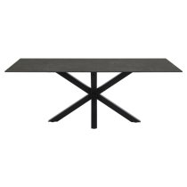 Hyeres Ceramic Dining Table In Black With Matt Black Legs