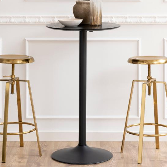 Ibika Wooden Bar Table With Metal Base In Matt Black