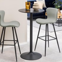 Ibika Wooden Bar Table With Metal Base In Matt Black