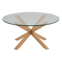 Hyeres Clear Glass Dining Table Round With Oak Legs