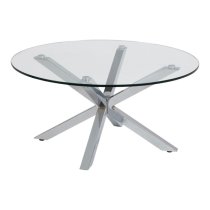 Hyeres Clear Glass Dining Table Round With Chrome Legs