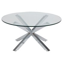 Hyeres Clear Glass Dining Table Round With Chrome Legs