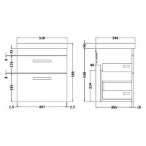 Athenia 50cm 2 Drawers Wall Vanity With Basin 3 In Black