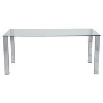 Konya Glass Dining Table Large With Chrome Base