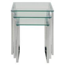 Kennesaw Clear Glass Nest Of 3 Tables With Chrome Frame