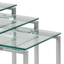 Kennesaw Clear Glass Nest Of 3 Tables With Chrome Frame