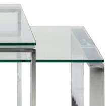 Kennesaw Clear Glass Set Of 2 Coffee Tables With Chrome Frame