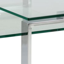 Kennesaw Clear Glass Set Of 2 Coffee Tables With Chrome Frame