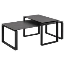 Kennesaw Black Ceramic Set Of 2 Coffee Tables With Metal Frame