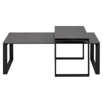 Kennesaw Black Ceramic Set Of 2 Coffee Tables With Metal Frame