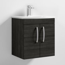 Athenia 50cm 2 Doors Wall Vanity With Basin 4 In Black