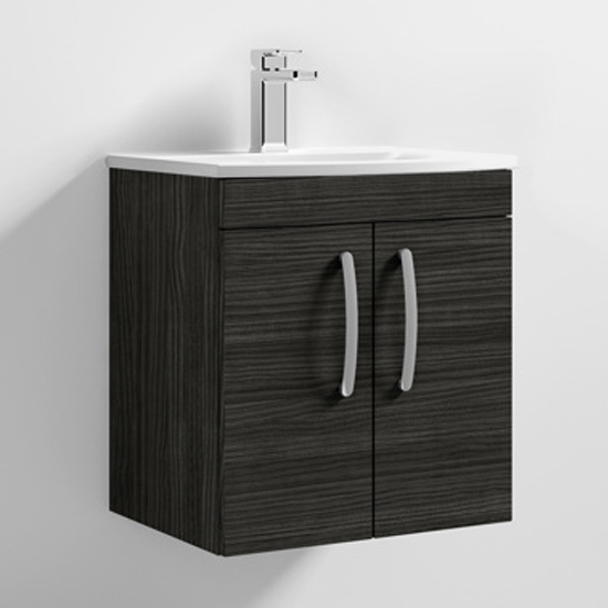 Athenia 50cm 2 Doors Wall Vanity With Basin 4 In Black