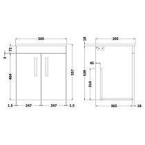 Athenia 50cm 2 Doors Wall Vanity With Basin 2 In Gloss White