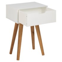 Mulvane Wooden Bedside Table With Oak Legs In White