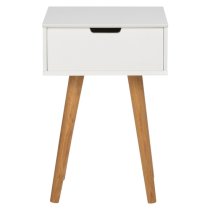 Mulvane Wooden Bedside Table With Oak Legs In White