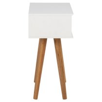 Mulvane Wooden Bedside Table With Oak Legs In White