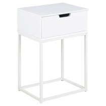 Mulvane Wooden Bedside Table With Metal Frame In White