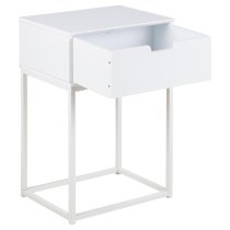 Mulvane Wooden Bedside Table With Metal Frame In White