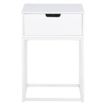 Mulvane Wooden Bedside Table With Metal Frame In White