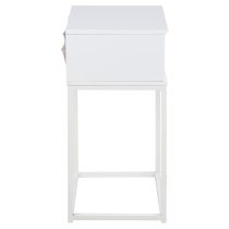 Mulvane Wooden Bedside Table With Metal Frame In White