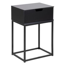 Mulvane Wooden 1 Drawer Bedside Table In Black