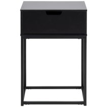 Mulvane Wooden 1 Drawer Bedside Table In Black