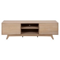 Marta Wooden TV Stand With 2 Sliding Doors In Oak White