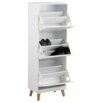 Mulvane Wooden Shoe Storage Cabinet With 3 Flap Doors In White