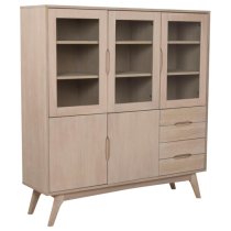 Marta Wooden Display Cabinet With 5 Doors In Oak White