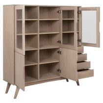 Marta Wooden Display Cabinet With 5 Doors In Oak White