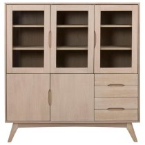 Marta Wooden Display Cabinet With 5 Doors In Oak White