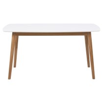 Nephi Wooden Dining Table Rectangular In White And Oak