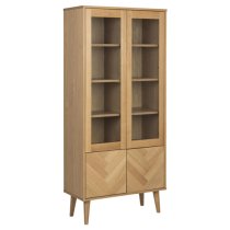 Nephi Wooden Display Cabinet With 4 Doors In Oak