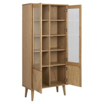 Nephi Wooden Display Cabinet With 4 Doors In Oak