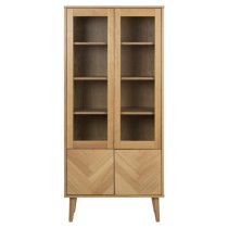 Nephi Wooden Display Cabinet With 4 Doors In Oak