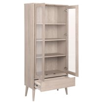 Nephi Wooden Display Cabinet With 2 Doors 1 Drawer In White Oak