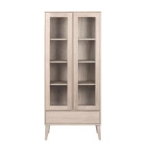 Nephi Wooden Display Cabinet With 2 Doors 1 Drawer In White Oak