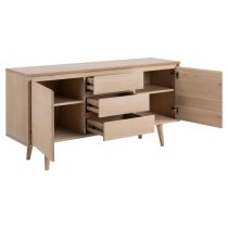 Nephi Wooden Sideboard With 2 Doors 3 Drawers In White Oak