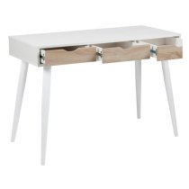 Newark Wooden Laptop Desk With 3 Drawers In White And Oak