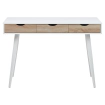 Newark Wooden Laptop Desk With 3 Drawers In White And Oak