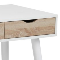 Newark Wooden Laptop Desk With 3 Drawers In White And Oak